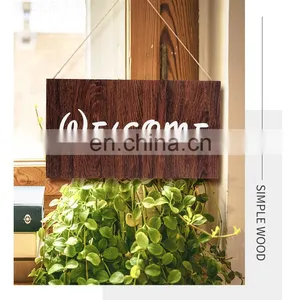 Rectangle Wooden Welcome Door Sign, Home Festival Decoration Wooden Door to Welcome thumbnail-1