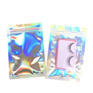 Custom Logo Zipper Holographic Cosmetic Packaging Bags / Holographic Pouches for Eyeshadow Packaging thumbnail-2