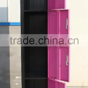 (DL-SL1)China Manufacturer Folding Colorful 4 Tier Steel Lockers Storage Locker for Employee/vertical 4 Door Steel Metal Locker thumbnail-2
