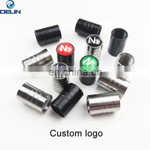 Set of 4 Custom Logo Chrome Metal Tire Valve Caps thumbnail-1