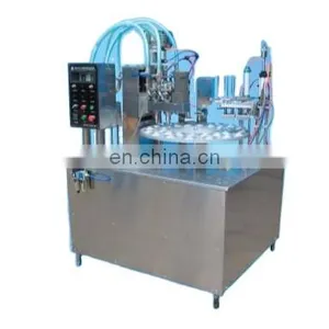 Factory Genyond Semi Automatic Rotary Ice Cream Cone Filling Equipment Ice Cream Cup Filling Sealing Covering Machine thumbnail-1