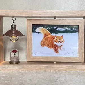Wooden Rotating Photo Frame Creative Simple Tabletop Display Pet Friendly Photo Frame Decoration thumbnail-3