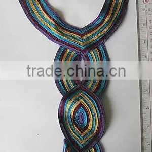 VNECK NECKLINE, MOTIF, SEW ON, RAYON LACE APPLIQUE PATCH, CORDED LACE TRIM thumbnail-1