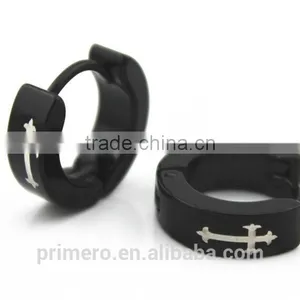 316L Stainless Steel Hip Hop Earrings Fashion Punk Black Men Cross Jewelry Wholesale thumbnail-5