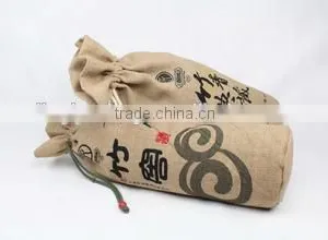 1 Bottle Eco-friendly Jute Drawstring Wine Bag thumbnail-1