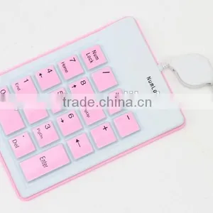 PC USB Silicon Waterproof 18 Keys Numeric Keypad Pink thumbnail-1