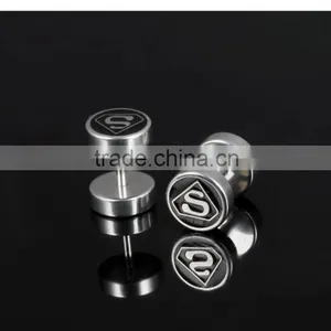 2016 Fashion Stainless Steel Body Jewelry Famous Brand Superman Personalized Earring thumbnail-3