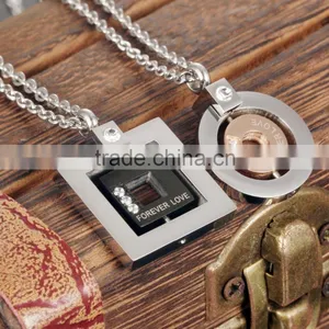 Fashion Jewelry 2016 316L Stainless Steel Square Forever Love Necklace for Men thumbnail-2