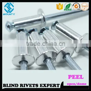 HOT SELLING OPEN END MANUFACTURER BUTTON HEAD ALU/ST PEEL TYPE RIVETS thumbnail-2