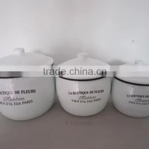 White Color Enamel Jar Set, Canister, Pot Set thumbnail-1