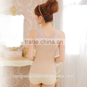 High Quality Lace Design Lady Tank Top Tummy Control V Neck Tank Top thumbnail-5