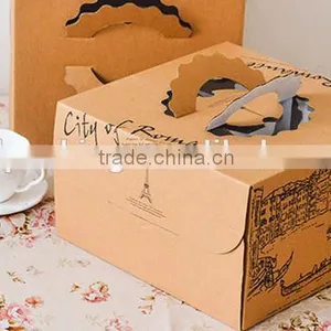 China Manufacture Folding Brown Kraft Paper Cake Box,food Packing Box thumbnail-3