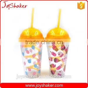 Hot Joyshaker Paper Insert Double Wall Water Cup, Insulated Plastic Cup With Straw thumbnail-1