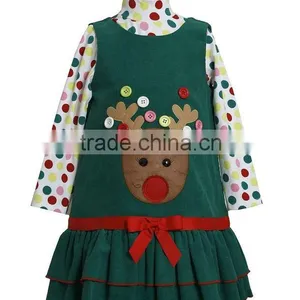 (CS813#)OEM Xmas Holidy Reindeer Clothes Cord Dress and Cotton t Shirt Gift for Children thumbnail-1