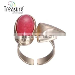 Dubai Red Stone Mosaic Gold Plating Ring for Elegant Women Valentine's Gift thumbnail-2
