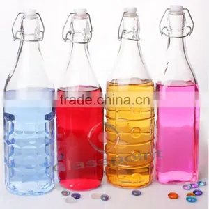 Glass Juice Bottle With Wire Stopper, Glass Bottle With Clamp Lid for Beverage thumbnail-1