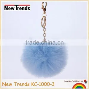 Solid Colors 12 cm Rabbit Fur Ball Key Chain thumbnail-5