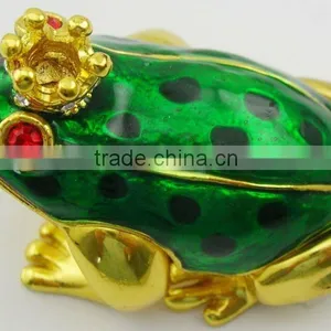 Metal Alloy Crystal Frog Shaped Trinket Jewelry Box With Magnet Closure,good Quality and Various Designs,pass SGS Factory Audit thumbnail-1