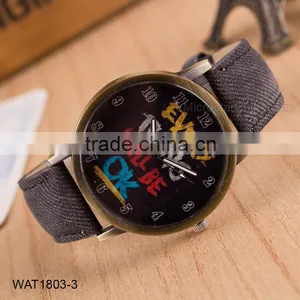 New Handmade Dial Denim Canvas Strap Wrist Watch thumbnail-4