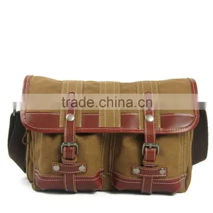 Stylish Midium Canvas Leather Field Shoulder Bag Military Explorer Messenger Field Bag thumbnail-3