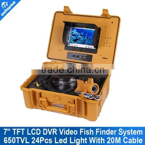 7" TFT LCD DVR Video Fish Finder System With HD CCD 650TVL Underwater Camera Cable 20M(66ft) Version Support 16GB SD Card thumbnail-1