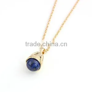 Wholesale African Beads Necklaces Design Small Bell Three Color Clean Nature Stone Jewelry Pendant Necklaces For Women thumbnail-4