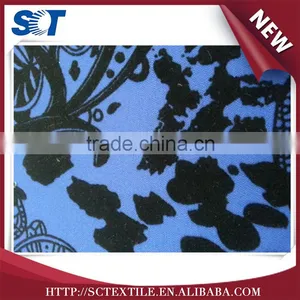 98%cotton 2%sp Printed Flocking Flower Satin Fabric thumbnail-1