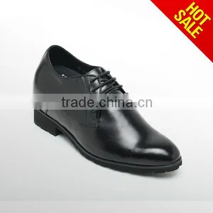 Black Genuine Leather Height Increasing Elevator Shoes for Men thumbnail-1