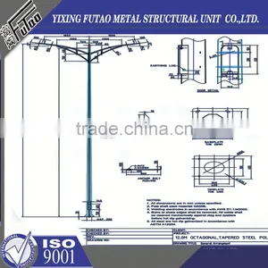 High Quality Galvanized Hot Dip Steel Lamp Pole With Certificate thumbnail-5