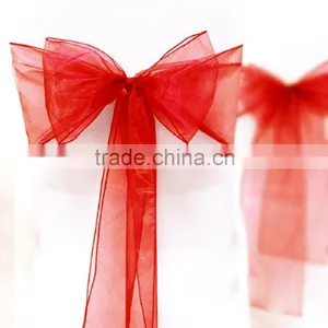 20*275cm In Stock Wedding Organza Hanging Bow Chair Cover Sashes Sash Party Banquet Decoration Bow Colours thumbnail-6