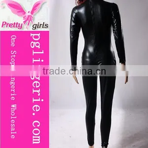 Wholesale Women Black Leather Jumpsuit High Quality Jumpsuit Evening Jumpsuits thumbnail-4
