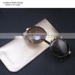 Gold Metal Bar Fashion Designer Sun Glasses Brand Unisex Honey Round Sunglasses With Polarized Lenses Lunette De Soleil 6605C thumbnail-5
