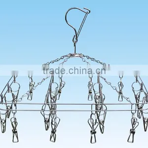 Clip and Drip Hanger Clothes Drying Hanger Rack With 20 Clips and Folding Plastic Stainless Steel Clothes Hanger thumbnail-1