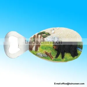 Black Bear Resin Stone Finish Magnet With Bottle Opener thumbnail-1