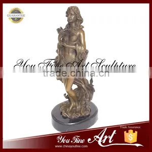 Bronze Naked Girl Statue With Bird Sculpture thumbnail-4