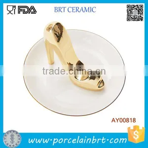 Nice Gold Shoe Ceramic Jewelry Dish thumbnail-1