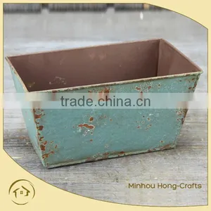 Hot Sale Autumn Square Flower Pot Metal, Metal Garden Pot Blue for Home Decor thumbnail-1