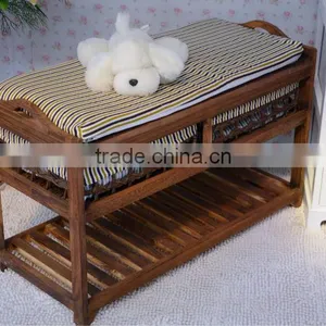 Wood Storage Cabinet Shoe Rack Bench With Drawer for Living Room thumbnail-1