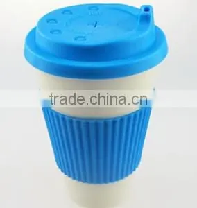 Decal Printing Bamboo Fiber Drinkware Biodegradable Coffee Cup With Silicon Cover thumbnail-4