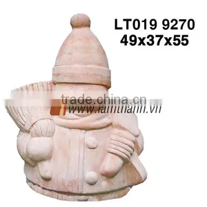 Terracotta White Wash Garden Ornament Little Snowman thumbnail-1