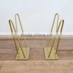 Metal Furniture Parts Solid Steel 16 Inch Twin Hairpin Leg Bench Bases thumbnail-3