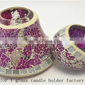 Purple Mosaic Glass Jar With Lid thumbnail-5