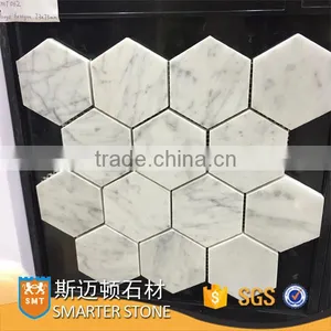 73x73MM Bianco Carrara White Hexagon Tile Large for Bathroom thumbnail-1