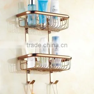 Rose Gold Basket Continental Bathroom Shelves Corner Bathroom Shelves thumbnail-1