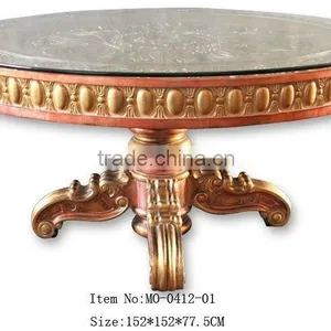 MO-0412-01 Antique Dining Table With Glass Top thumbnail-1