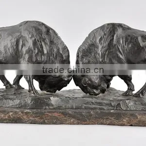 Large Outdoor Sculptures Fighting Custom Bison Bronze Statues for Sale thumbnail-1