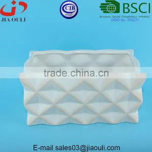 Glazed White and Wash Ceramic Rectangle Sucuulent Plant Pot/Cactus Flower Pot thumbnail-3