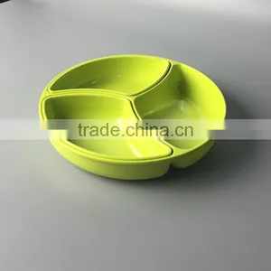 Green Solid Color 3 Compartment Dinner Divided Melamine Plate for Restaurant thumbnail-1