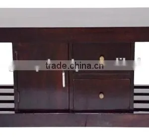 Western Look Wooden TV Table With Utility Drawers thumbnail-1