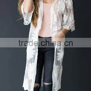 Long Cardigan Women Floral Lace Cardi For Women Beach Wear thumbnail-2